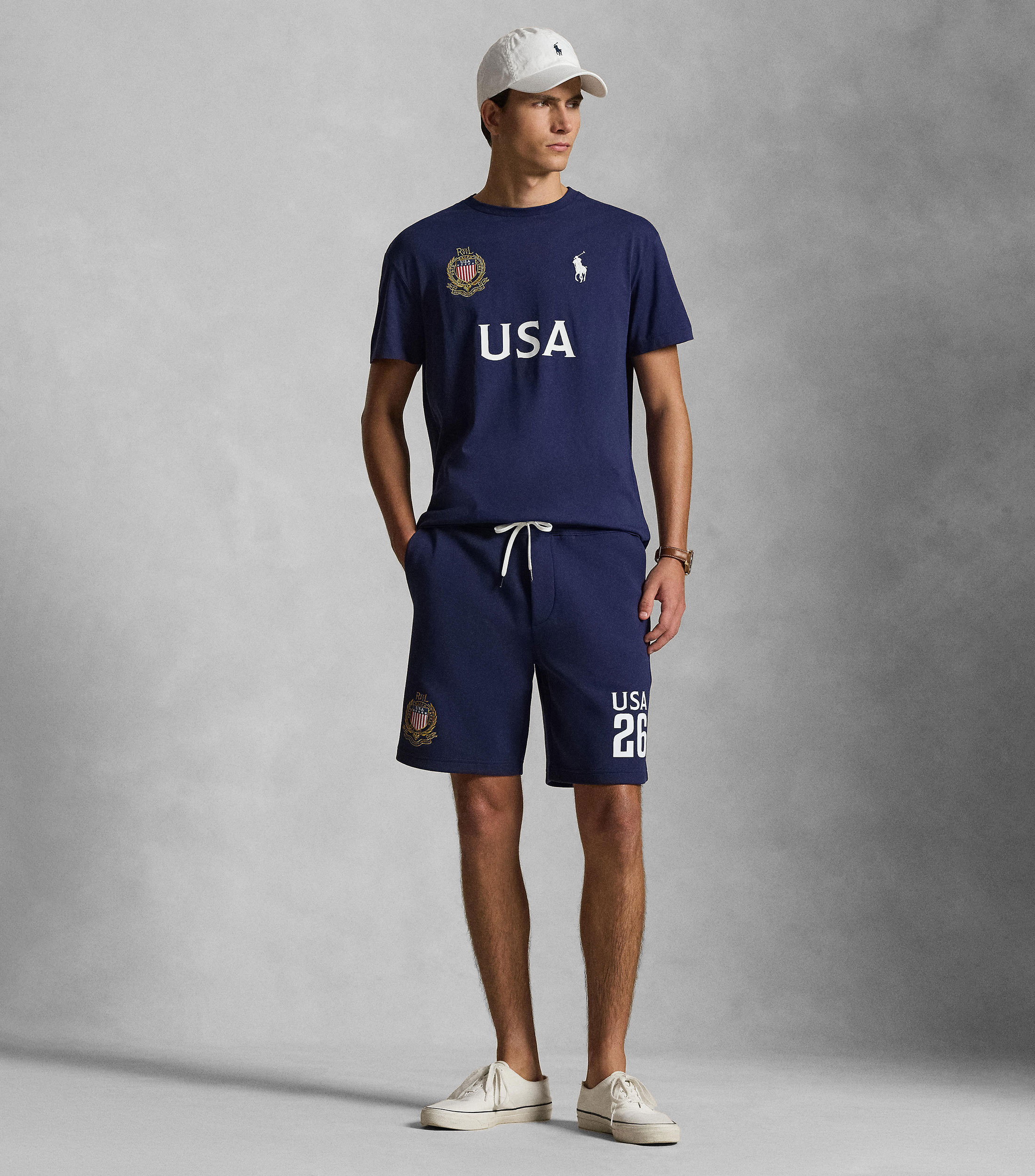 Playera de cuello redondo con manga corta estampada Hombre